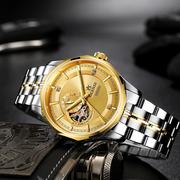 欧龙仕品牌手表男士全自动机械手表钢带表镂空手表男蝴蝶表扣