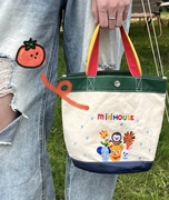 装饭盒日系miki帆布包妈咪包可爱(包可爱)卡通刺绣，手提包便当包水桶(包水桶)包