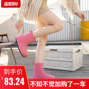 韩系甜美雨鞋女款时尚百搭中筒雨靴2023厚底成人胶鞋加棉水鞋