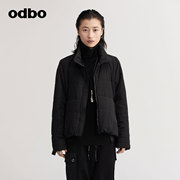 商场同款odbo欧迪比，欧秋冬季女装黑色棉服，女短款百搭外套潮