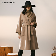 j&nina捷恩尼纳时尚大气，西装领羊毛毛，大衣女冬季中长款毛呢外套