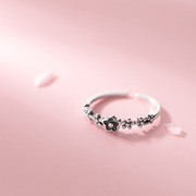 韩国冷淡风泰银戒指女个性，小清新五瓣花朵，气质简约复古学生指环