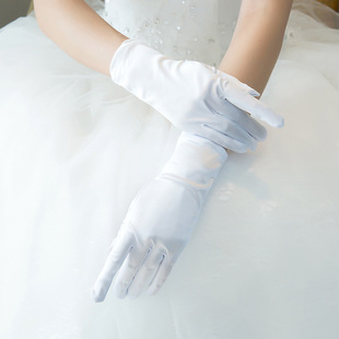 短款黑色包手指手袖婚纱，礼服旗袍弹力缎手套，结婚用品新娘宴会配件