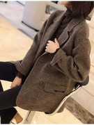 小个子格子西装韩版双面羊绒手工大衣女士短款羊毛呢千鸟格纹外套