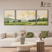 现代轻奢客厅装饰画高档新中式壁画大气山水，风景沙发背景墙挂画