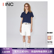 icedust设计师品牌，iinc24ss造型口袋，宽松牛仔短裤女