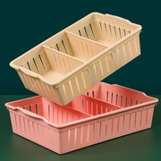 桌面塑料长方形收纳筐抽屉分隔整理盒厨房A4纸杂物多用置物小篮子