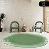 北欧绿色圆形地毯高级感轻奢客厅卧室加厚沙发毯椭圆形纯色地垫