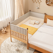 简约实木儿童床无漆拼接床婴儿小床拼接大床带护栏加高加宽宝宝床