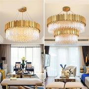金色圆形餐吊灯别墅客厅水晶灯轻奢后现代水晶吊灯北欧创意客厅灯