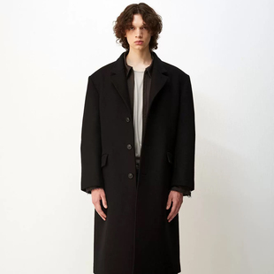 MPOX原创独特风衣秋冬季中长款纯色毛呢大衣英伦风高级感呢子外套