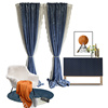 高端复古蓝色真丝绒客厅卧室遮光定制窗帘法式美式简约大气纱