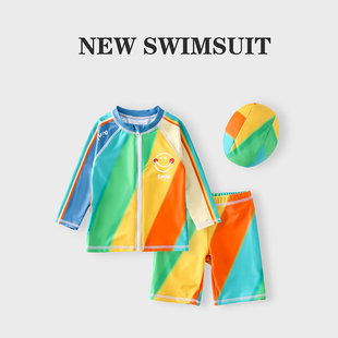 儿童泳衣男孩分体a类宝宝长袖，速干防晒游泳衣中小童泳装男童套装