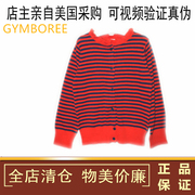 美国GYMBOREE/金宝贝女童纯棉红黑条纹时尚针织衫毛衣外套开衫