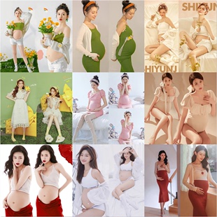 孕妇摄影拍照服装小清新性感修身针织孕妈大肚照唯美在家拍