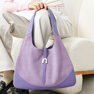 包包女2023紫色大容量腋下三角，包小众(包小众)通勤手提单肩水桶托特包