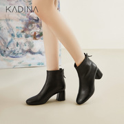 卡迪娜秋冬欧美方头高跟粗跟短靴女时装靴短靴子KLA01536