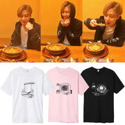 SHINee李泰民演唱会周边手绘食物印花同款短袖T恤男女上衣