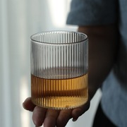 耐热玻璃杯日式条纹喝水杯简约泡茶杯酒杯家用牛奶咖啡杯子