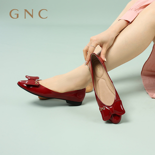 gnc气质舒适单鞋，女低跟复古尖头，优雅甜美蝴蝶结单鞋