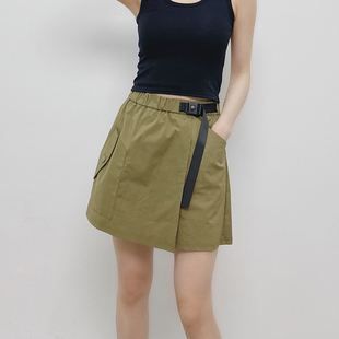 露营工装裙裤女夏薄款2024军，绿色休闲小个子，高腰显瘦山系短裤