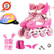 PU单闪轮可调节儿童溜冰鞋直排轮滑鞋滑冰鞋男女初学