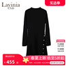 lavinia2024春季100%羊毛，黑色气质赫本风针织连衣裙c41z141d