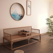 新中式实木罗汉床现代简约推拉床，老榆木客厅沙发，组合禅意贵妃躺椅