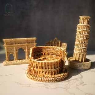欧洲古建筑模型摆件，成品意大利世界著名斗兽场比萨斜塔儿童房装饰