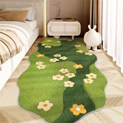 地毯床前毯苔藓卧室床边毯长条，仿羊绒绿色花园，沙发茶几垫防滑地垫
