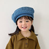 儿童贝雷帽子春秋季英伦，风女童画家帽洋气牛仔海军帽男童凹造型帽