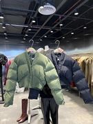韩国东大门2022冬季洋气百搭V领泡泡袖收腰棉服纯色短外套女