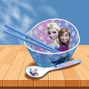 爱莎公主碗勺套装儿童碗大号冰雪奇缘女童餐具筷子宝宝专用吃饭碗