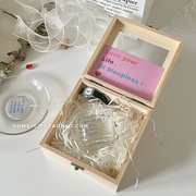 ins木质礼物盒伴手礼盒，透明玻璃盒收纳盒，婚装盒花束盒子