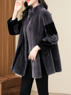 韩穆中长款貂绒大衣女士小个子，2024高端貂皮，皮草皮毛一体外套
