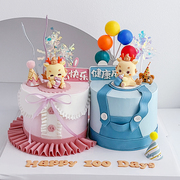 卡通龙宝宝(龙宝宝)蛋糕装饰可爱粉蓝小龙，玩偶摆件龙年满月百天生日插牌