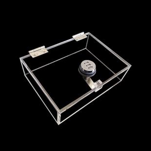 透明亚克力带密码锁收纳盒保管箱手机存放盒有机玻璃翻盖盒子