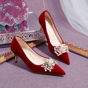 婚鞋新娘鞋红色女秀禾婚纱两穿不累脚高级感婚礼鞋中式结婚高跟鞋