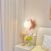 儿童房壁灯创意粉色花朵艺术过道走廊灯温馨女孩卧室床头灯