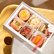 红色手工马卡龙包装盒韩式6粒雪花酥曲奇纽扣糖霜饼干盒子空定制