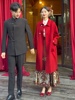 韩版酒红色大衣女结婚呢子双面，羊毛秋冬高级感新娘毛呢外套可日常