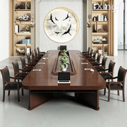 办公家具会议长桌大型商务，贴皮会议台椭圆形油漆会议室桌椅组合