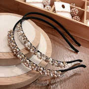 韩国东大门手工串珍珠水钻发箍头箍韩版气质轻奢时尚个性发卡