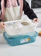 装碗筷收纳盒厨房家用带盖宿舍碗碟置物架塑料碗柜碗箱碗架可沥水