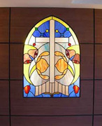 现代Tiffany艺术玻璃玄关隔断门芯帝凡尼欧式十字架尖头 保护抽象