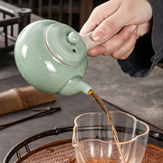 陶瓷茶壶小号功夫茶具，泡茶壶汝窑石瓢壶开片可养汝瓷大单壶手抓壶