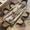 威尼斯棕轻奢大理石餐桌现代简约餐桌椅组合家用吃饭休闲长方形桌