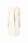 vintage高级质感米白色薄款小香风长款修身显瘦外套粗花呢白月光