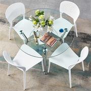 钢化玻璃餐桌玻璃圆桌洽谈桌椅组合会客桌，饭桌家用小圆桌子玻璃桌