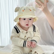 婴儿帽子春秋薄款纯棉新生儿小象造型超萌渔夫帽春季小月龄遮阳帽